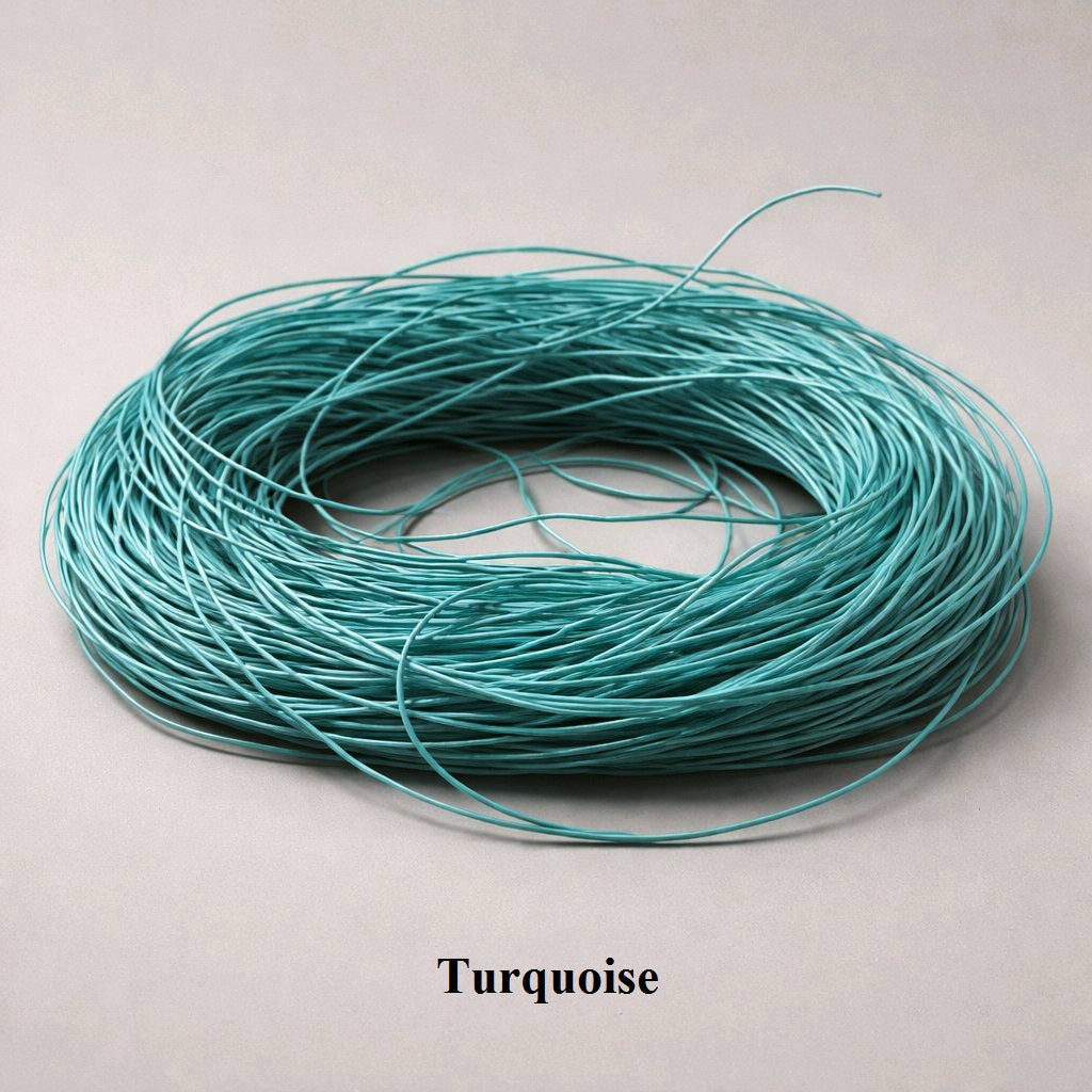 1mm turquoise round leather cord; vibrant teal-coloured round cowhide string for statement jewellery, southwestern crafts, and colourful wrap bracelets, sea ocean themed jewellery