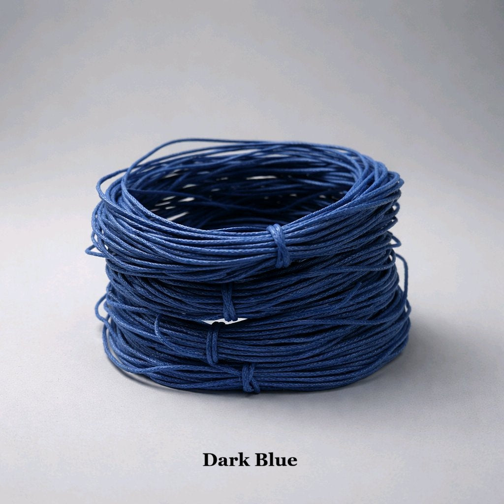 1mm dark blue waxed cotton cord; deep navy polished beading thread for professional garment repair and classic jewellery.