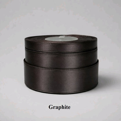 6mm graphite satin ribbon; dark slate-grey trim for masculine gift wrapping and architectural-style papercraft