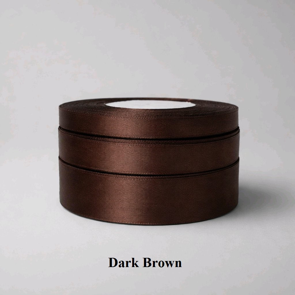 6mm dark brown satin ribbon; rich espresso-toned trim for high-contrast stationery and traditional crafts