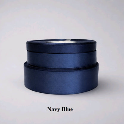 6mm navy blue satin ribbon; classic dark navy polyester for nautical themes and sophisticated tailoring details