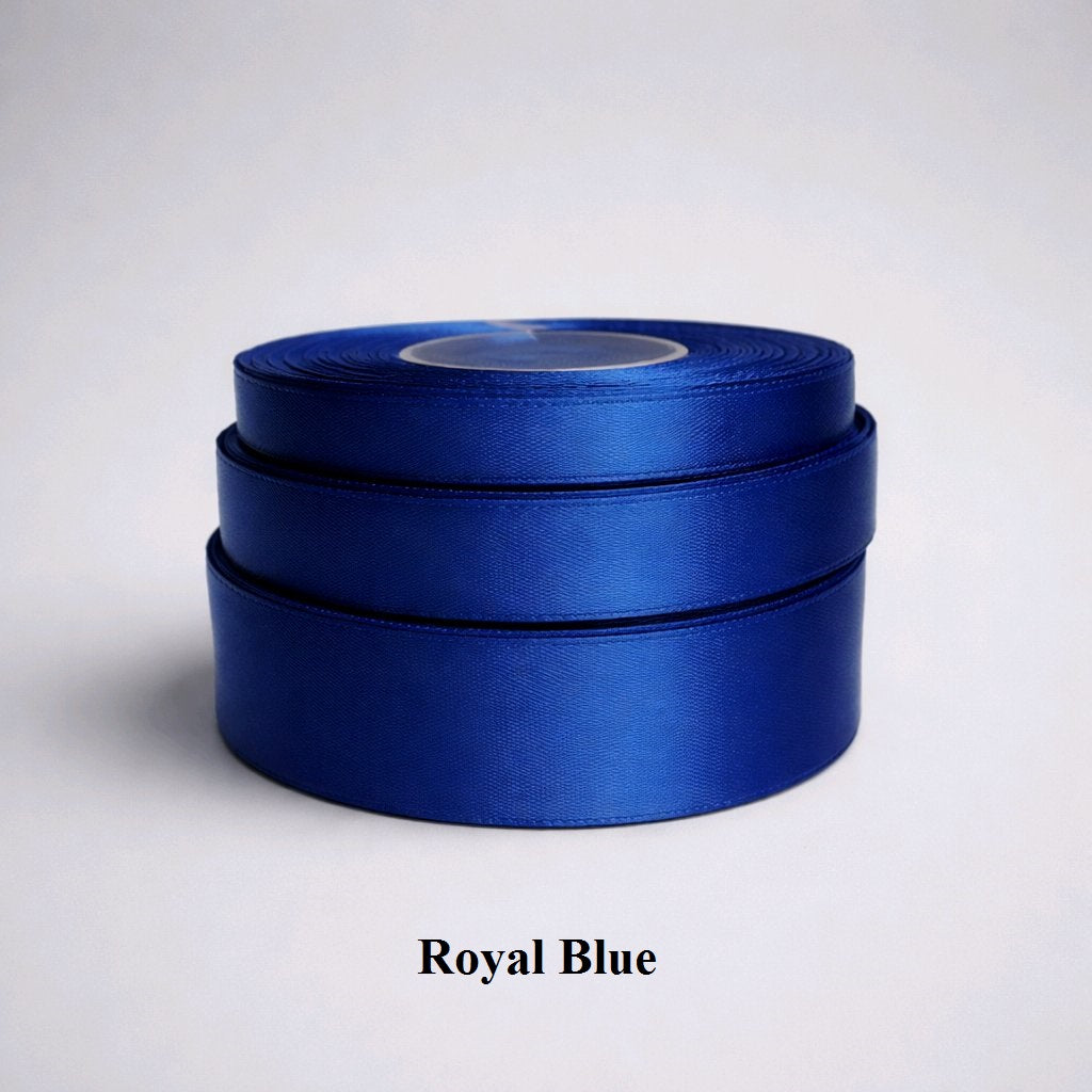 6mm royal blue satin ribbon; vibrant cobalt blue 32m spool for high-contrast accents and school-related crafts