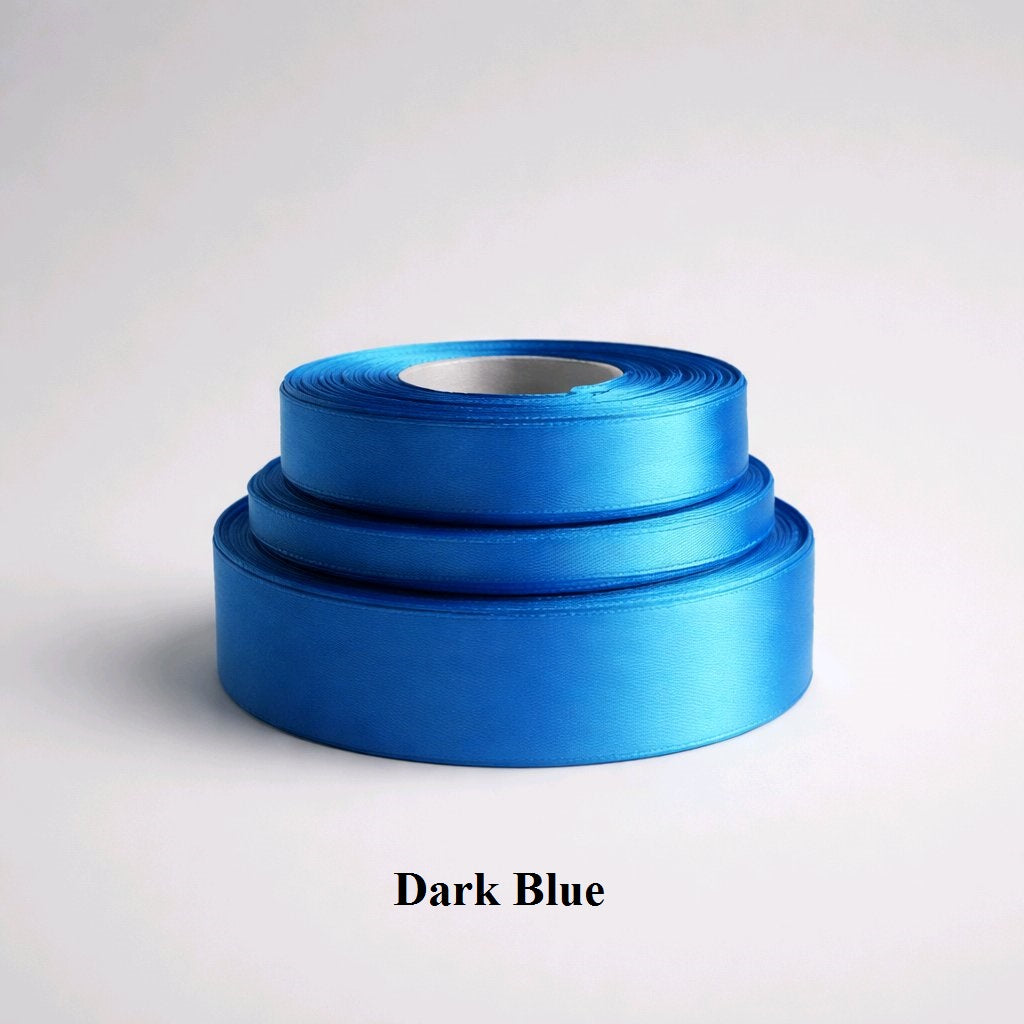 12mm dark blue satin ribbon; deep sapphire-toned trim for professional packaging and formal event decor