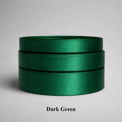 25mm dark green satin ribbon; deep forest-green polyester for elegant winter favours and luxury gift boxes