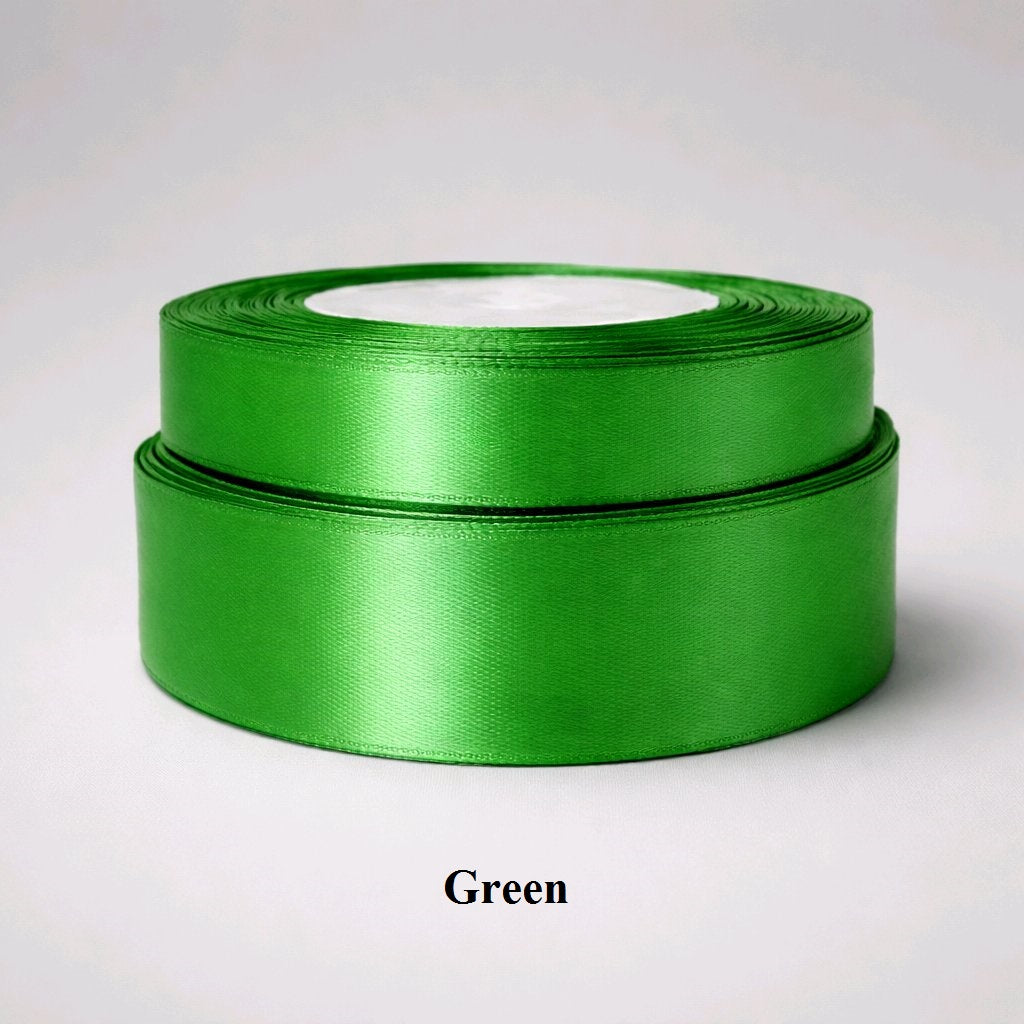 12mm classic green single-sided satin ribbon; 32m spool for traditional holiday crafts and nature-inspired gifts