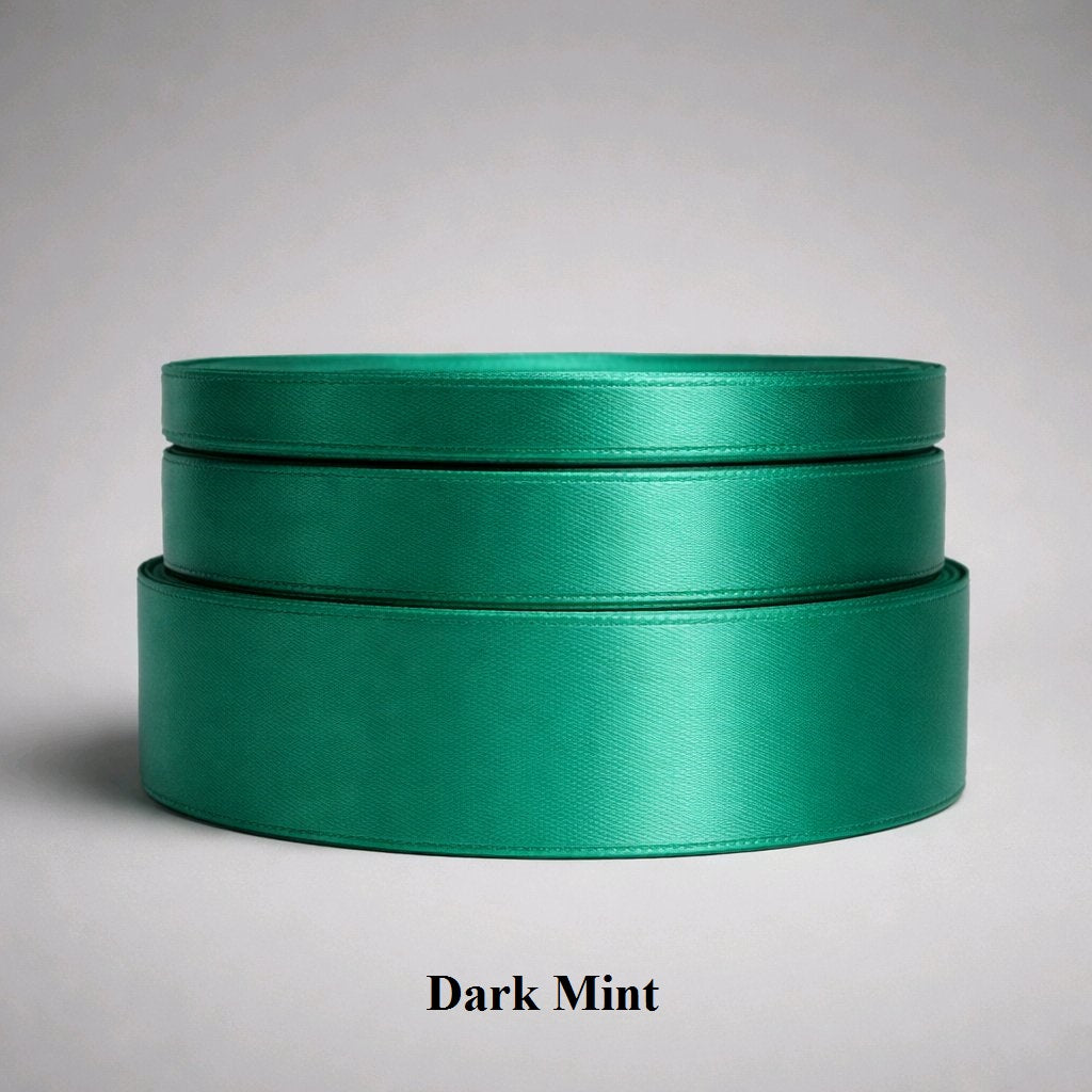 12mm dark mint satin ribbon; vibrant spearmint green trim for modern stationery and favor box bows