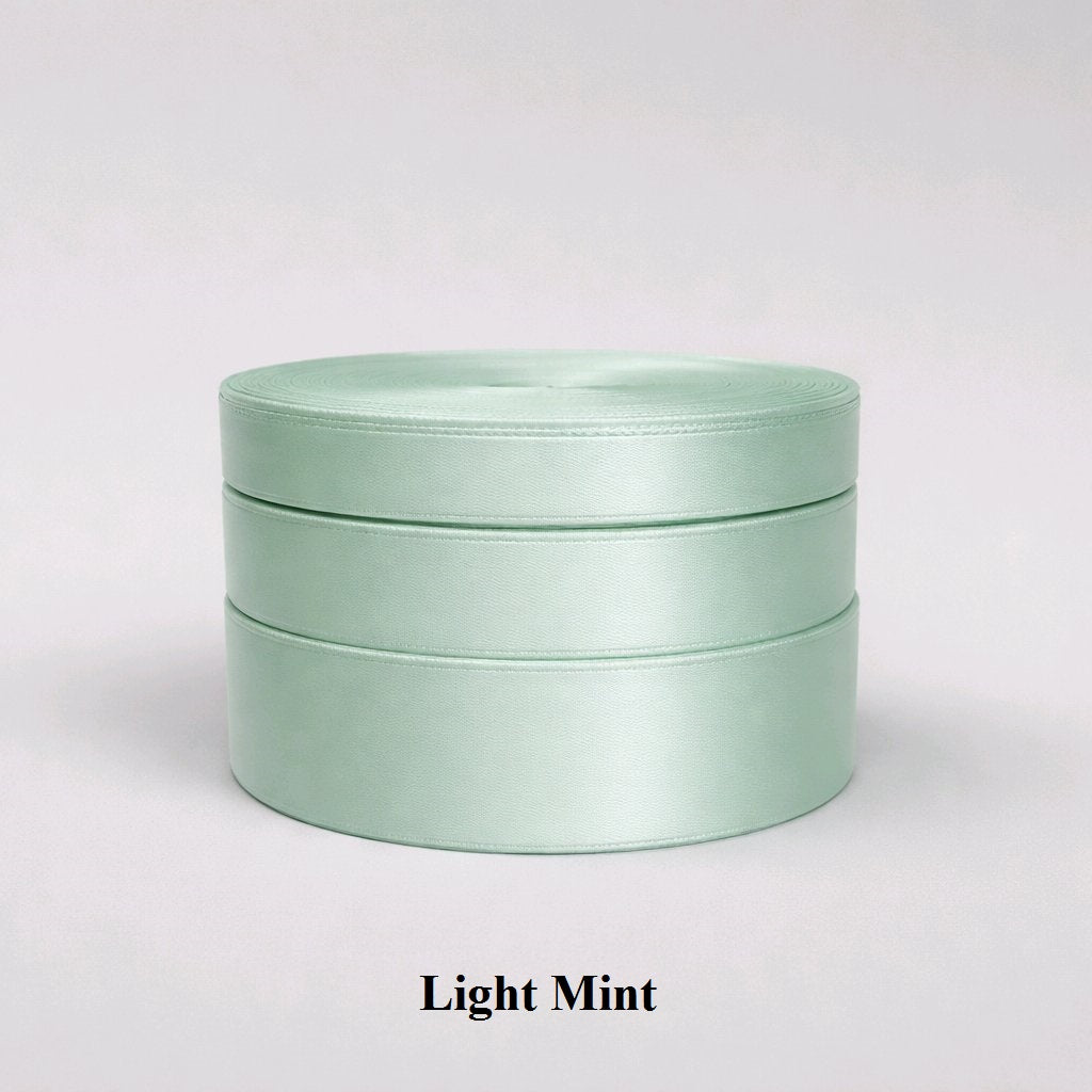 6mm light mint satin ribbon; pale seafoam green trim for garden-themed weddings and fresh gift accents