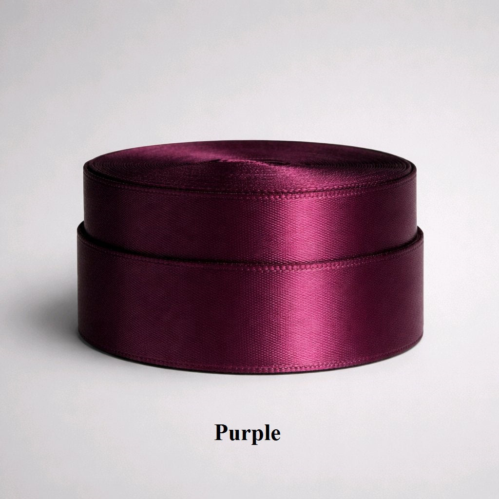 25mm classic purple single-sided satin ribbon; 32m of rich royal purple for decorative favors and craft trim
