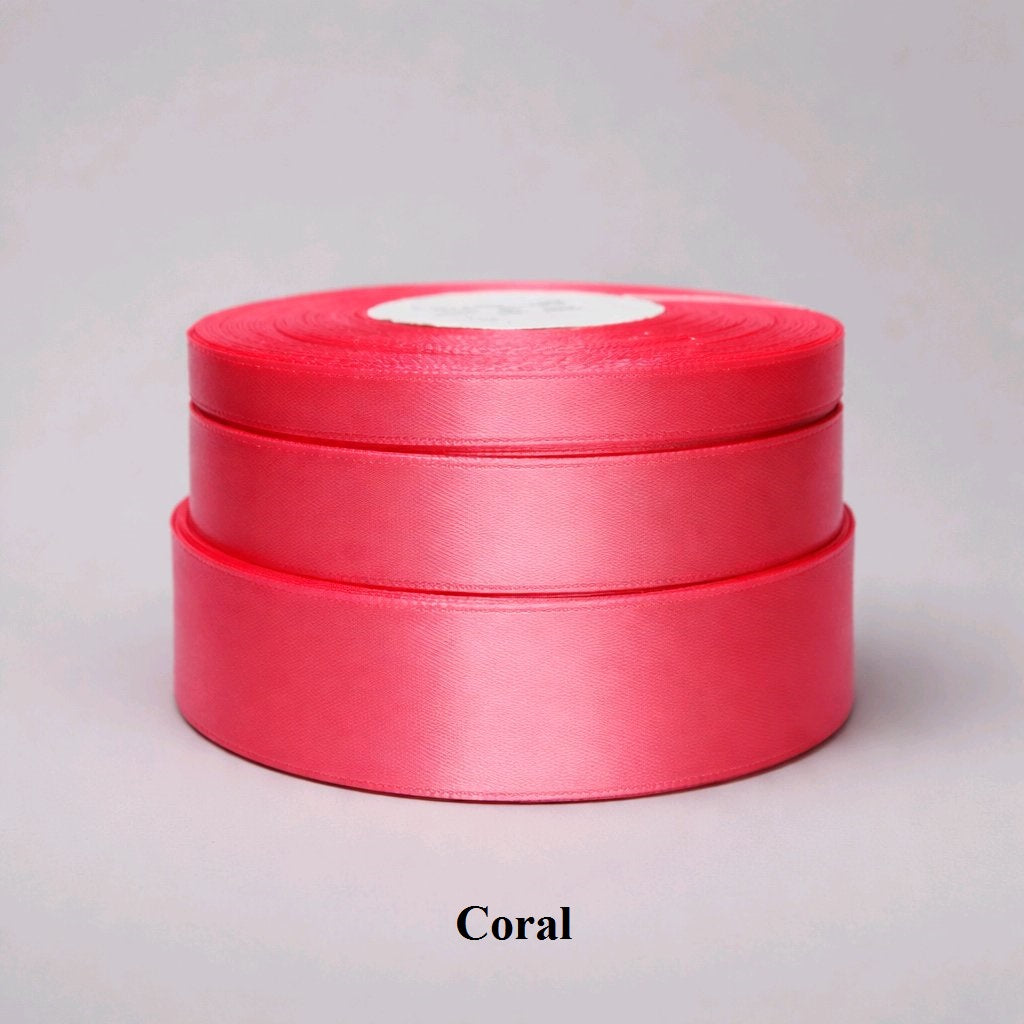 12mm satin ribbon Vibrant Pink-Orange Single-Sided Trim for Summer Wedding Stationery, Coastal Decor, and Handmade Cards, scrapbooking
