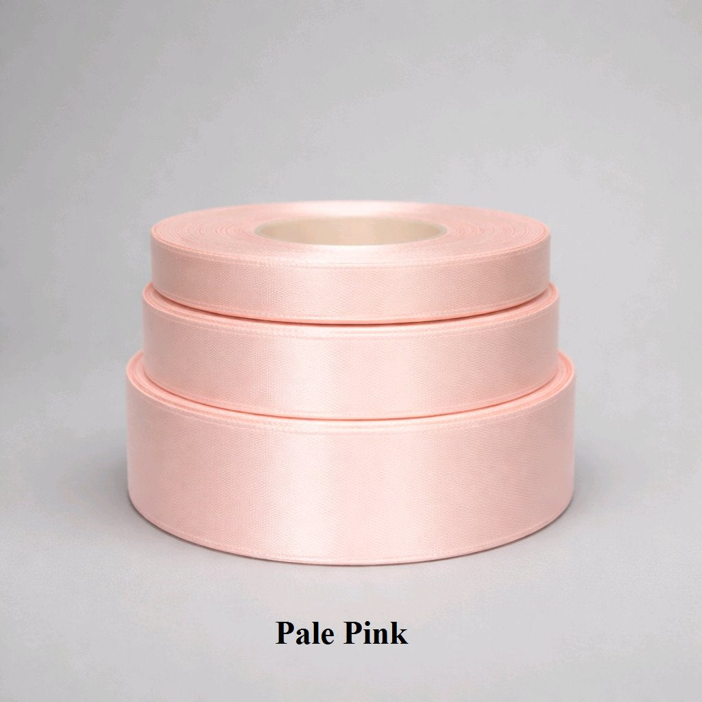 6mm pale pink satin ribbon; delicate baby pink trim for nursery favors, baby shower cards, and hair bows