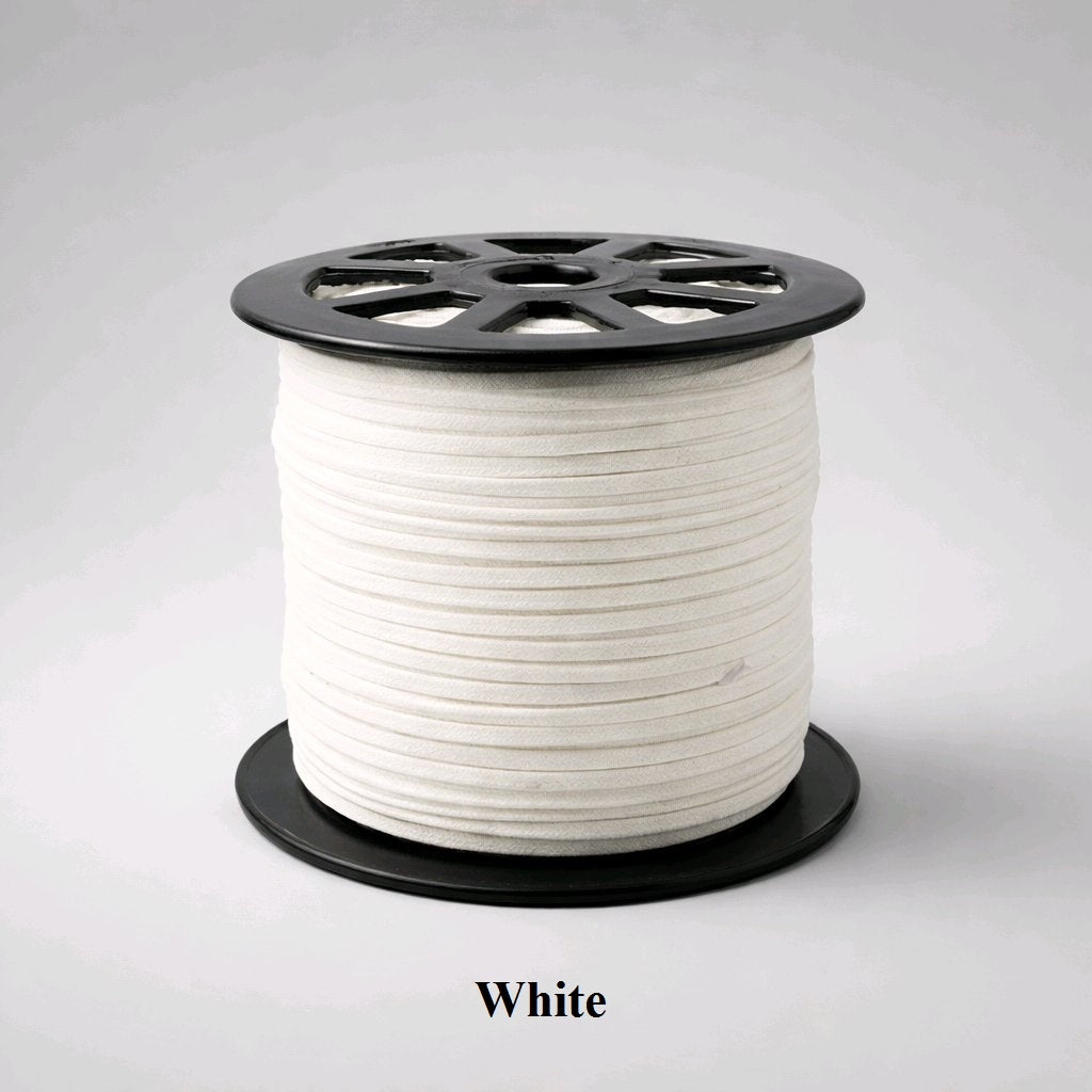 3mm white faux suede cord; crisp white vegan leather flat lacing for bridal jewellery, minimalist crafts, and clean fashion accents