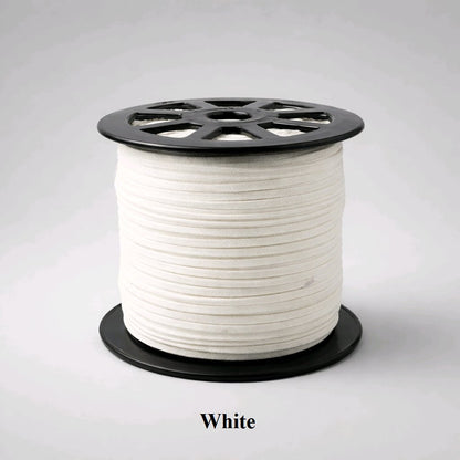 3mm white faux suede cord; crisp white vegan leather flat lacing for bridal jewellery, minimalist crafts, and clean fashion accents