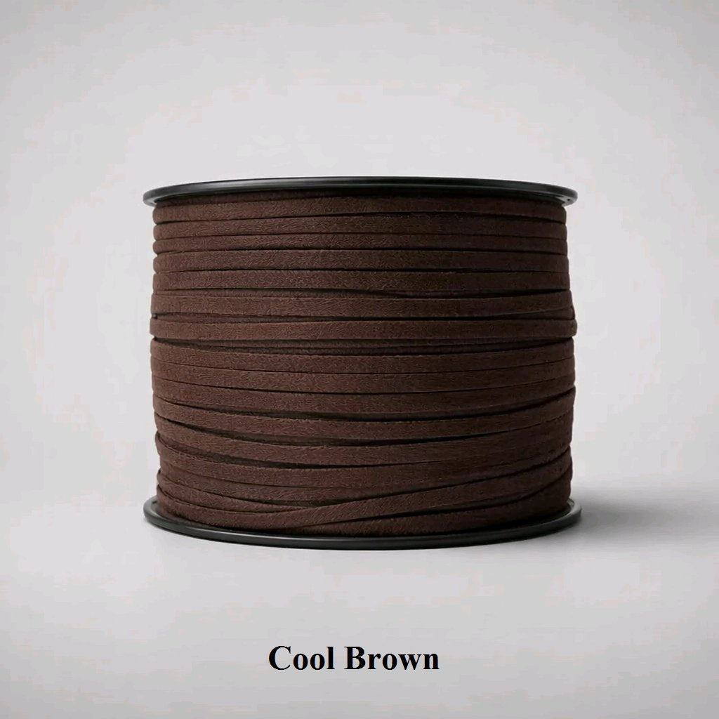 mm cool brown faux suede cord; taupe-toned flat leather alternative for modern accessories and neutral lacing