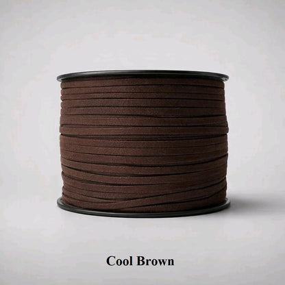 mm cool brown faux suede cord; taupe-toned flat leather alternative for modern accessories and neutral lacing