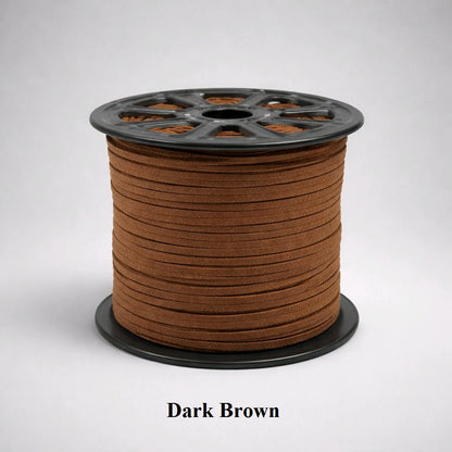 3mm dark brown faux suede flat cord; espresso-colored synthetic leather thread for rugged jewellery and bag handles