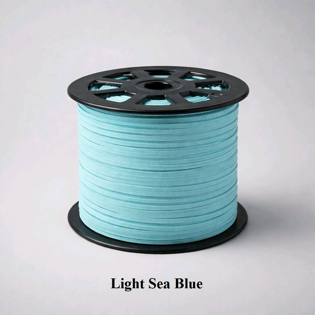 3mm light sea blue faux suede cord; aqua-toned vegan leather lacing for coastal jewellery and tropical accents