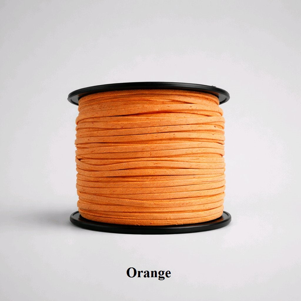 3mm orange faux suede cord; vibrant tangerine vegan leather thread for bold accessories and craft tassels