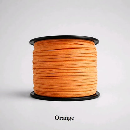 3mm orange faux suede cord; vibrant tangerine vegan leather thread for bold accessories and craft tassels