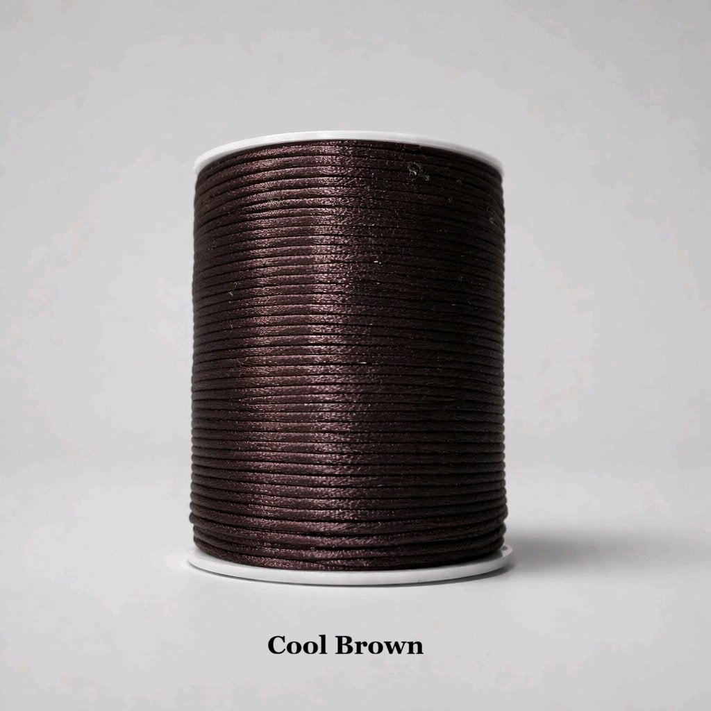 2mm cool brown satin nylon cord; taupe-toned rattail string for modern neutral-themed crafts and fiber arts
