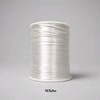 2mm white rattail satin cord; crisp white silky nylon thread for bridal jewellery, wedding favours, and clean macramé designs