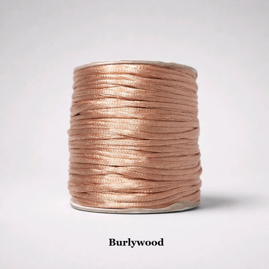 2mm burlywood satin cord; sandy wood-toned rattail string for neutral-themed crafts and rustic jewellery