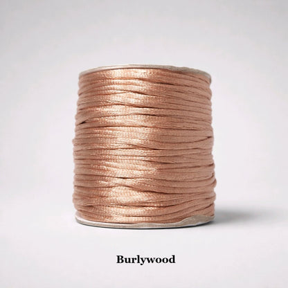 2mm burlywood satin cord; sandy wood-toned rattail string for neutral-themed crafts and rustic jewellery