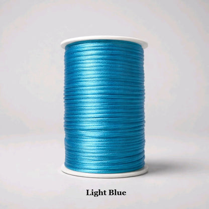 2mm light blue rattail cord; bright sky-blue silky nylon thread for ocean-inspired macramé and summer bracelets