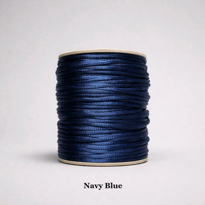 2mm navy blue rattail cord; dark professional-grade nylon string for formal garment repair and classic drawstring bags