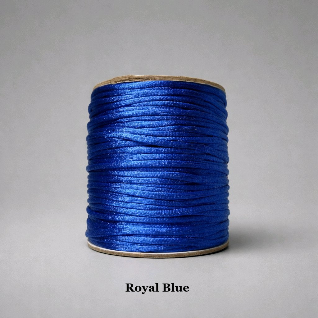 2mm royal blue satin cord; vibrant cobalt rattail string for nautical-themed braids and statement jewellery