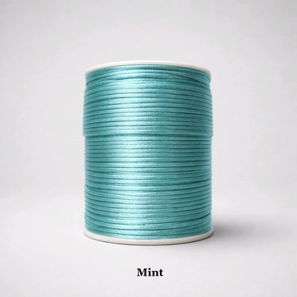 2mm mint green satin cord; soft pastel rattail string for spring-themed jewellery and delicate craft tassels