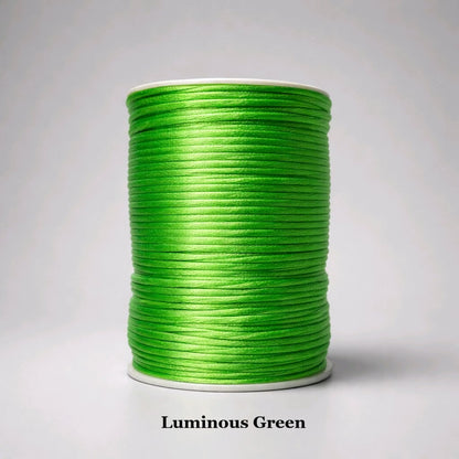 2mm luminous green satin cord; bright lime-toned rattail string for festival accessories and vibrant knotting