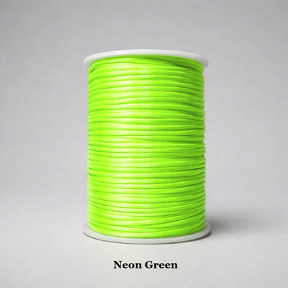 2mm neon green rattail cord; fluorescent 2mm nylon string for high-visibility crafts and modern fashion accents, summer colours for diy jewellery