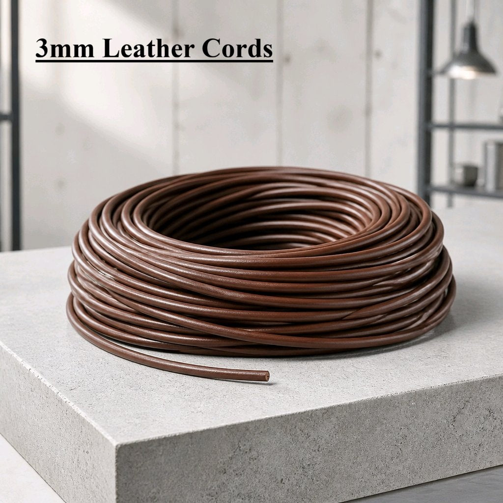 3mm brown black 100% real genuine leather ord round for jewellery making bracelets