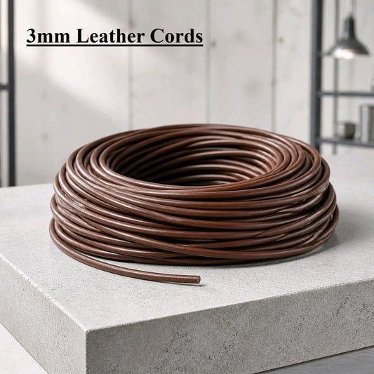 3mm brown black 100% real genuine leather ord round for jewellery making bracelets
