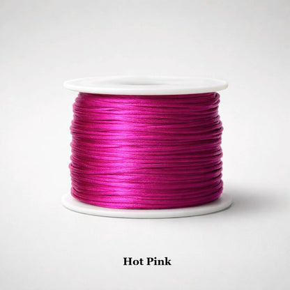 1mm hot pink satin cord; vibrant fuchsia rattail string for statement Shamballa bracelets and bright fashion accents