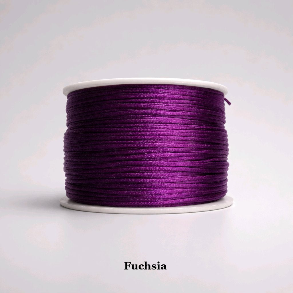 1mm fuchsia pink satin cord; vivid pink rattail string for high-shine braiding and eye-catching tassels, phone jewellery beaded lanyard and keyrings