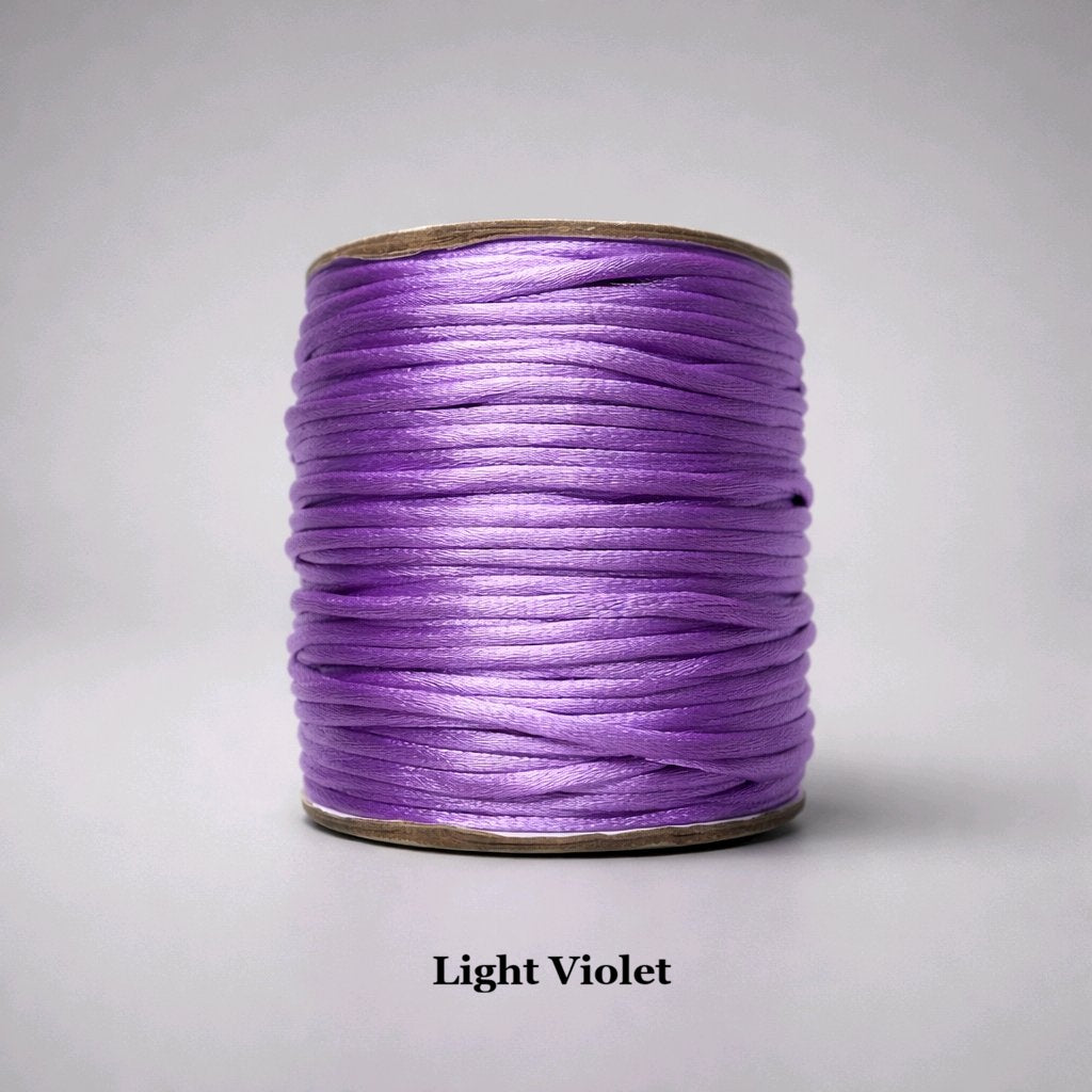 2mm light violet rattail cord; soft purple silky nylon thread for Kumihimo braiding and spring-themed crafts