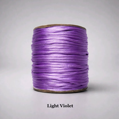 2mm light violet rattail cord; soft purple silky nylon thread for Kumihimo braiding and spring-themed crafts