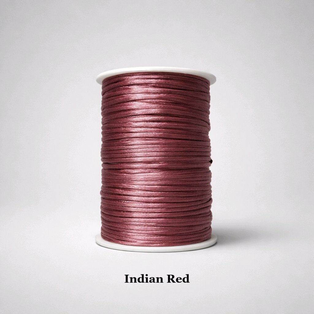 2mm indian red rattail cord; earthy terracotta-toned silky nylon thread for rustic macramé and bohemian jewellery