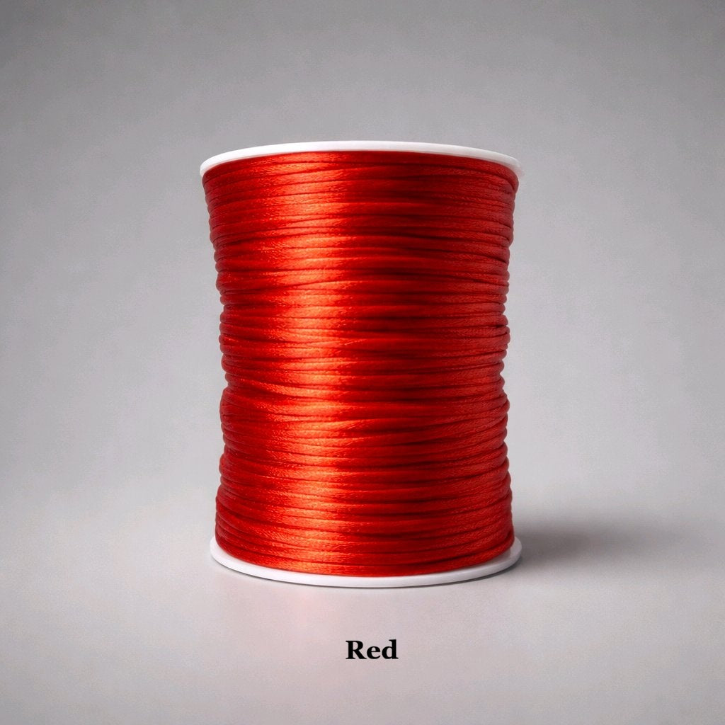 2mm red rattail satin cord; classic scarlet nylon string for holiday decorations, Chinese knotting, and bold friendship bracelets