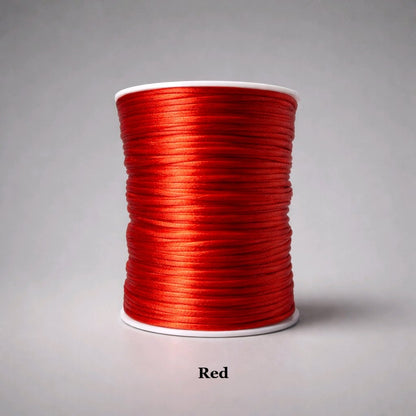 2mm red rattail satin cord; classic scarlet nylon string for holiday decorations, Chinese knotting, and bold friendship bracelets