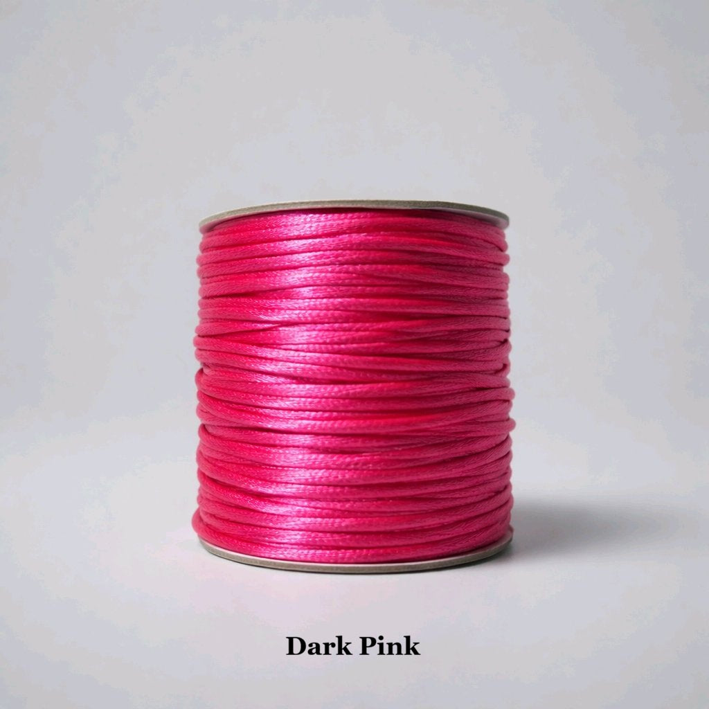 2mm dark pink satin cord; deep rose rattail string for statement Shamballa bracelets and vibrant fashion accessories