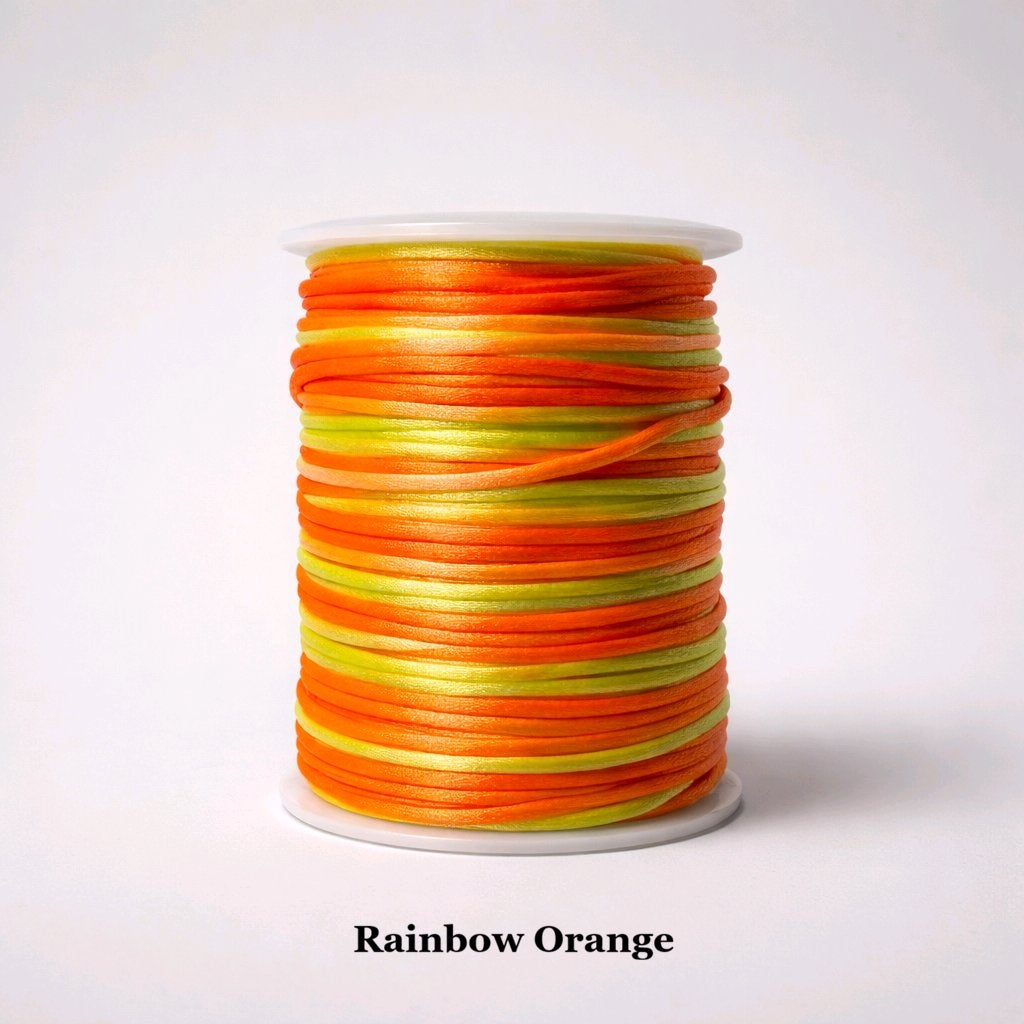 2mm colourful orange rattail cord; high-saturation silky nylon cord for bold macramé knots and summer festival jewellery