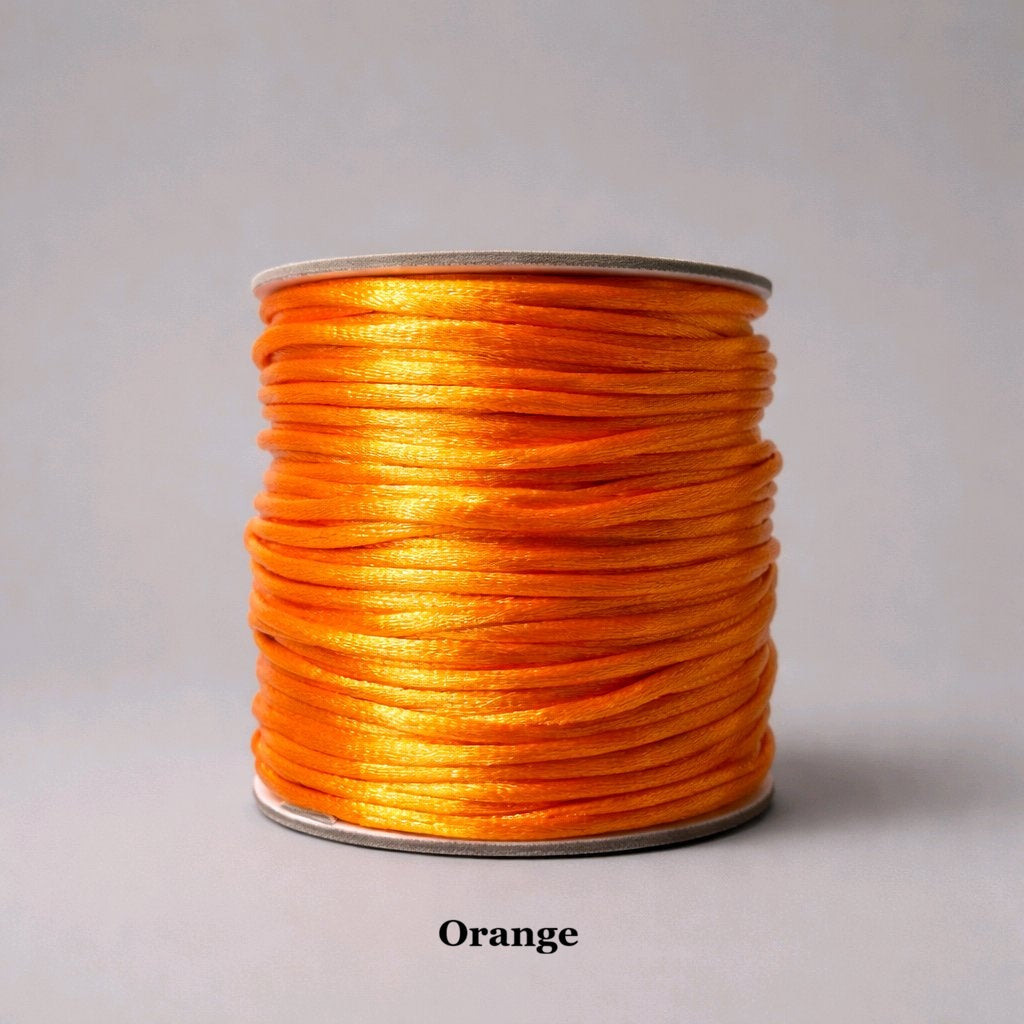 2mm classic orange satin cord; durable 2mm nylon string for decorative drawstrings and vibrant textile arts