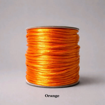 2mm classic orange satin cord; durable 2mm nylon string for decorative drawstrings and vibrant textile arts