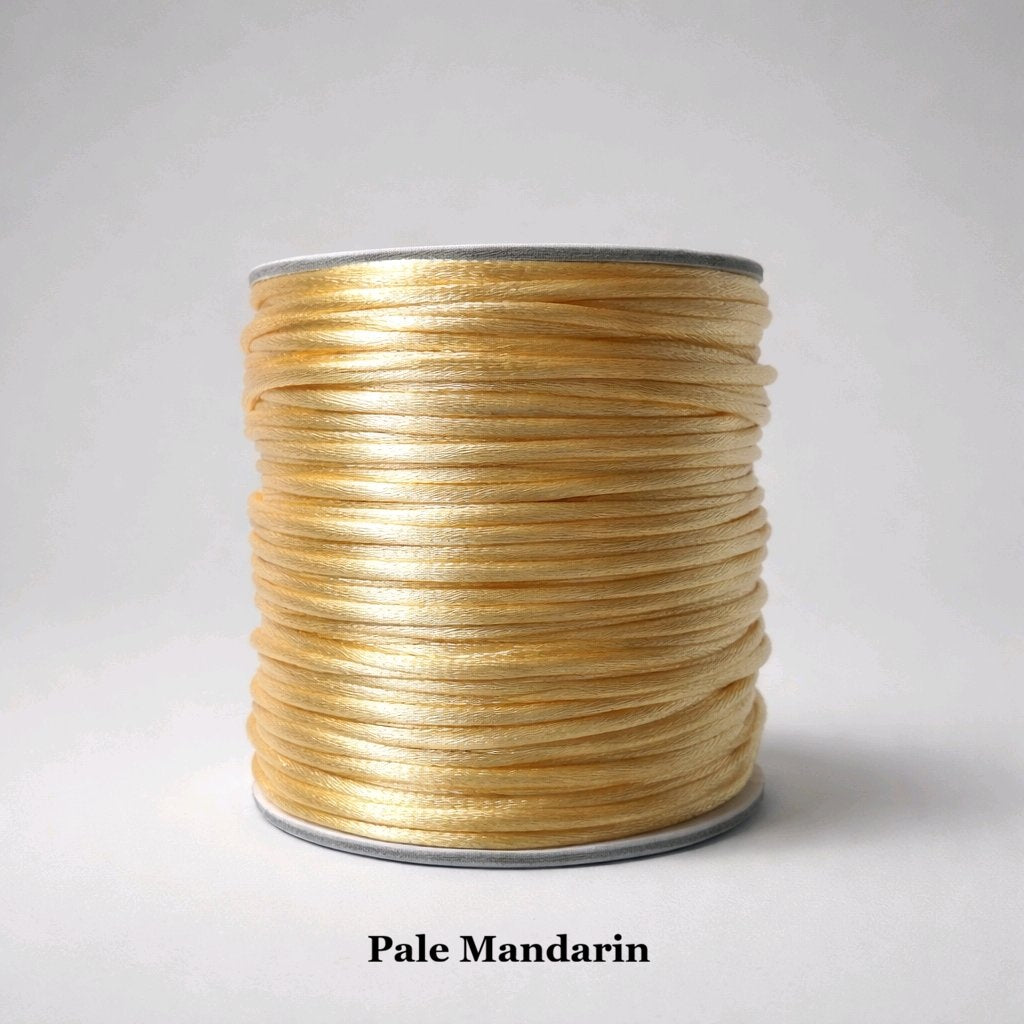 2mm pale mandarin satin cord; soft peach-orange rattail string for boutique gift wrapping and beaded accessory designs