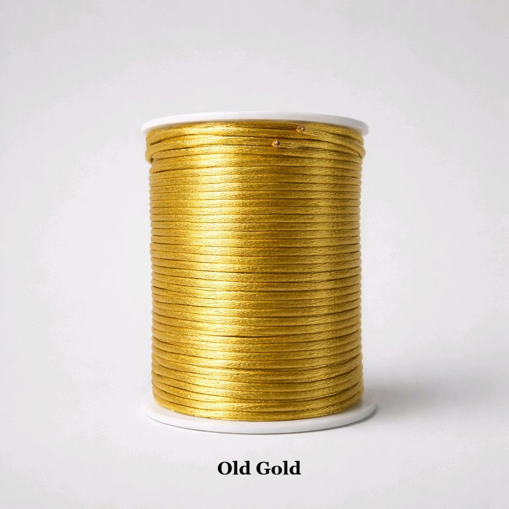 2mm old gold rattail cord; antique gold silky nylon thread for luxury jewellery making, uniform trim, and premium tassels, chinese knot bracelets 