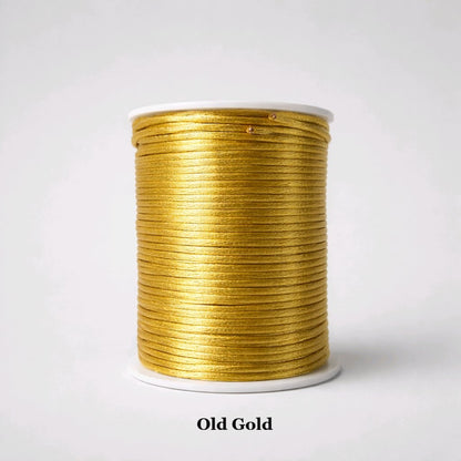 2mm old gold rattail cord; antique gold silky nylon thread for luxury jewellery making, uniform trim, and premium tassels, chinese knot bracelets 