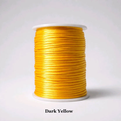 2mm dark yellow rattail cord; golden-hued silky nylon thread for traditional Chinese knotting and harvest-themed home decor