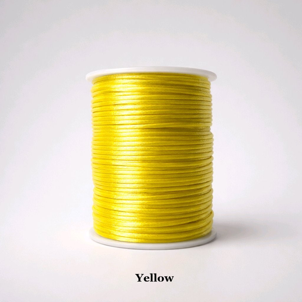 2mm bright yellow satin nylon cord; vibrant 2mm rattail string for Kumihimo braiding and cheerful sun-themed jewellery